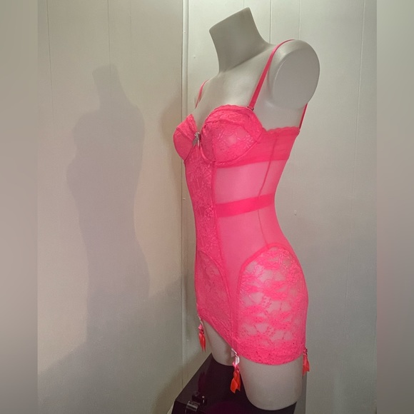 Neon Pink Very Sexy Victoria’s Secret Gartered Slipdress - Picture 6 of 11